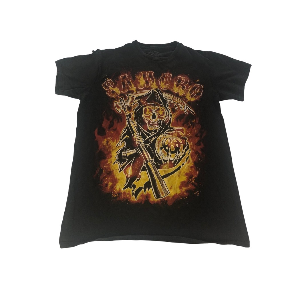 Kids Sons of Anarchy SAMCRO Grim‎ Reaper Fire T Shirt Size S